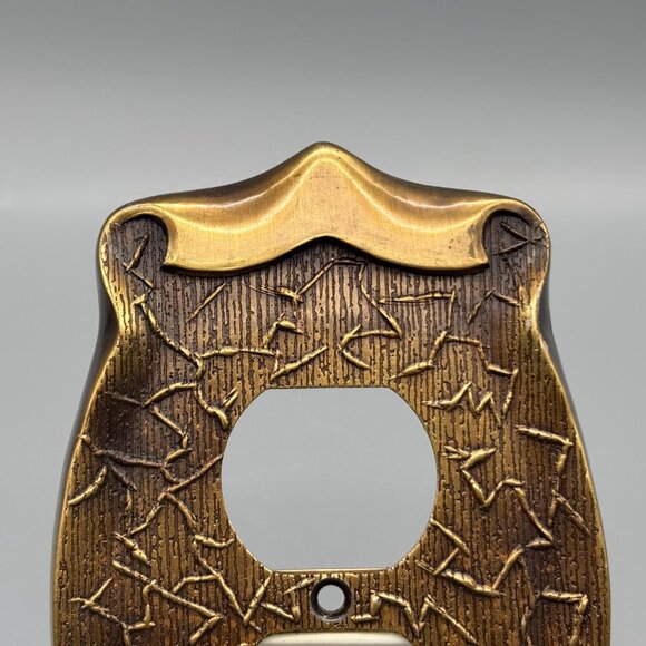 Heritage Antique Brass Outlet Cover Plate, Textured Mid Century Wall Hardware - Picture 3 of 10